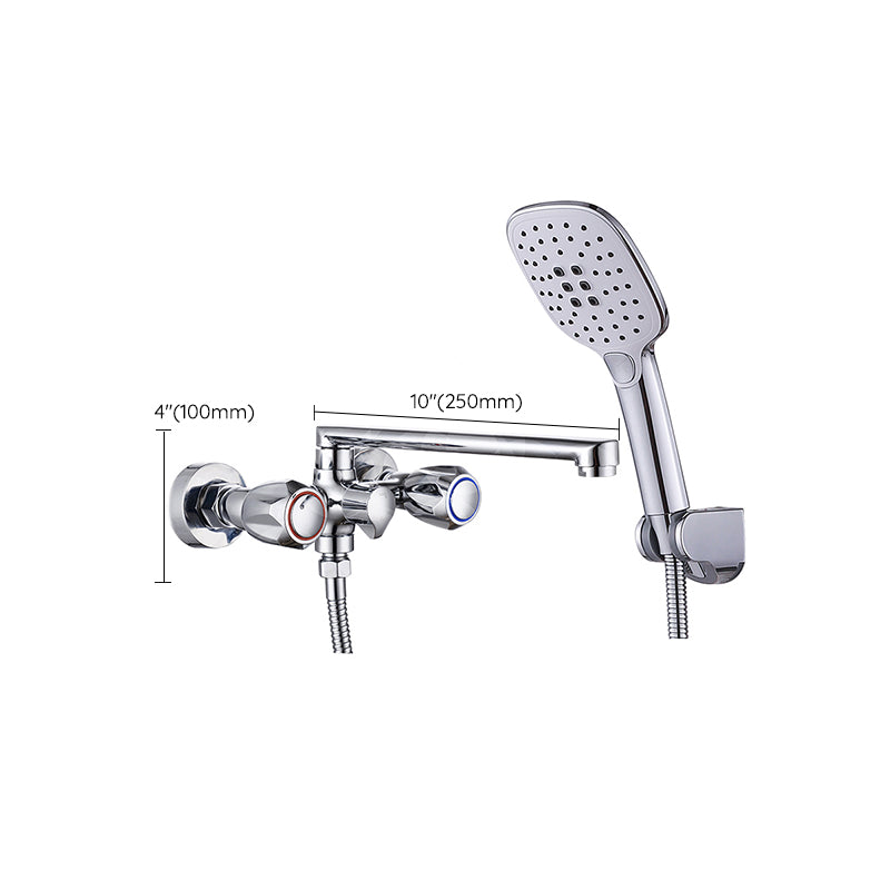 Contemporary Tub Faucet Trim Chrome Wall Mounted Swivel Spout with Handheld Shower