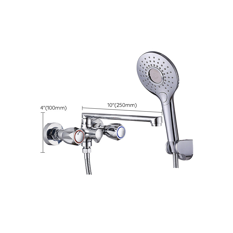 Contemporary Tub Faucet Trim Chrome Wall Mounted Swivel Spout with Handheld Shower