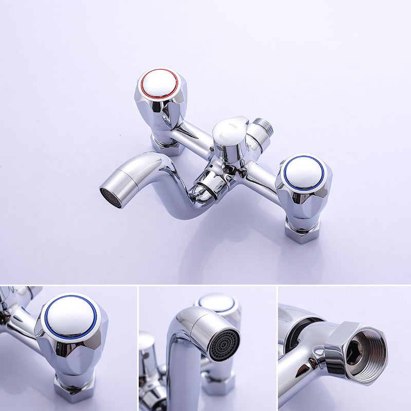 Chrome Bath Faucet Trim Wall Mounted Swivel Spout with Handheld Shower