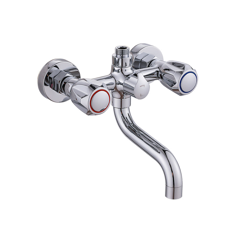 Chrome Bath Faucet Trim Wall Mounted Swivel Spout with Handheld Shower