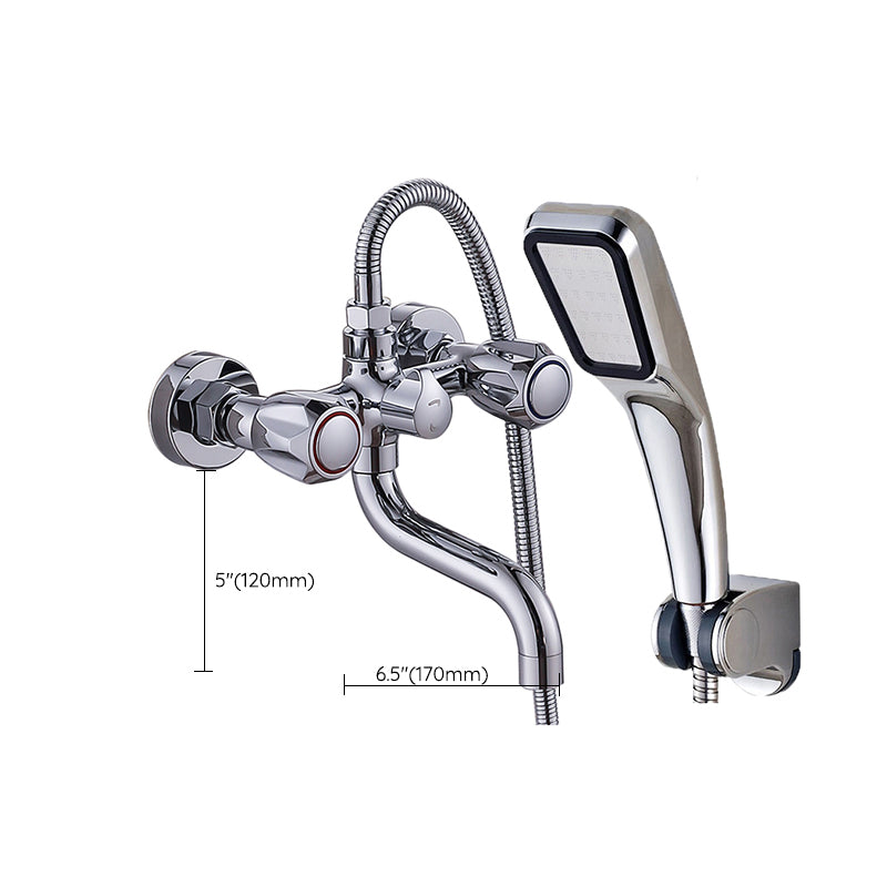 Chrome Bath Faucet Trim Wall Mounted Swivel Spout with Handheld Shower