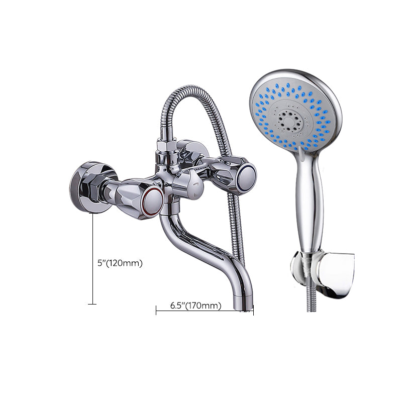 Chrome Bath Faucet Trim Wall Mounted Swivel Spout with Handheld Shower