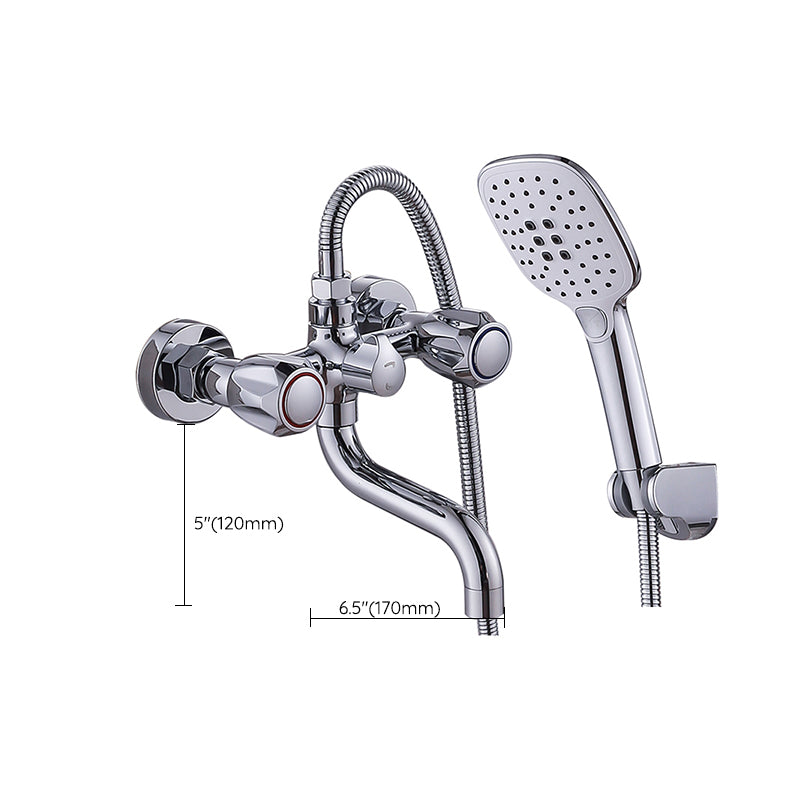 Chrome Bath Faucet Trim Wall Mounted Swivel Spout with Handheld Shower