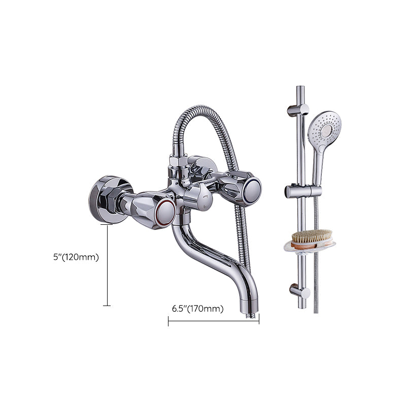 Chrome Bath Faucet Trim Wall Mounted Swivel Spout with Handheld Shower