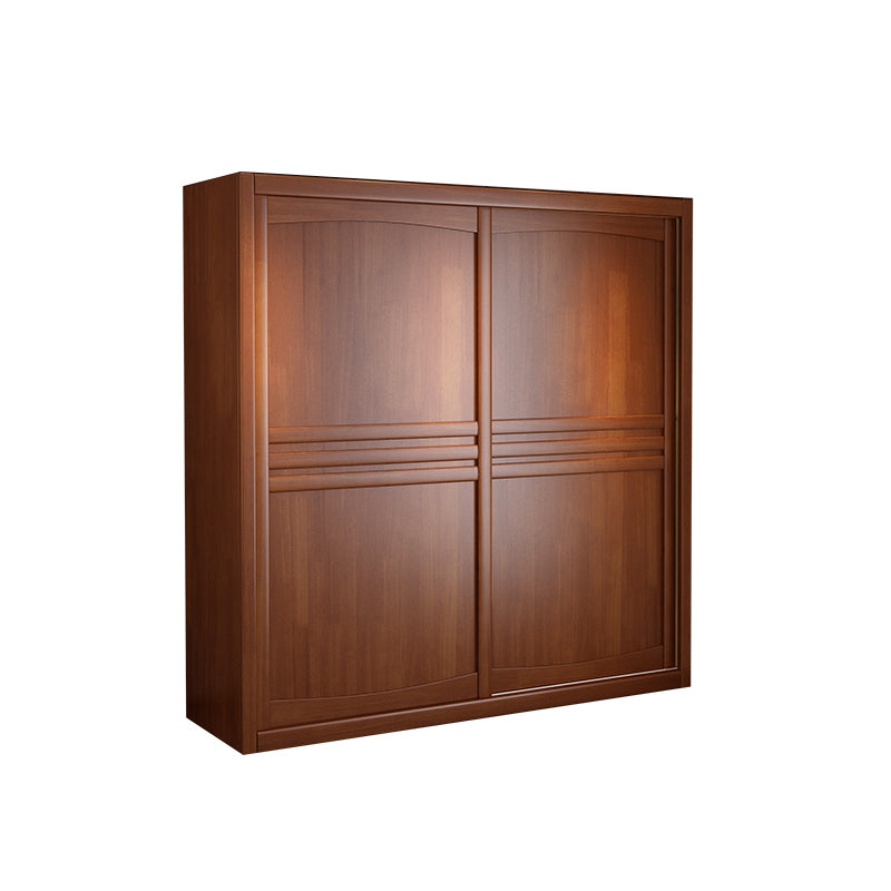 Rubber Wood Frame Wardrobe Freestanding Wardrobe Armoire with Shelves and Clothes Rail