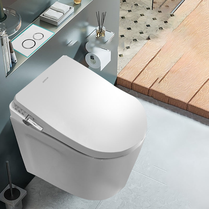 Cotton White Wall Hung Toilet Ceramic Elongated Smart Bidet with Heated Seat