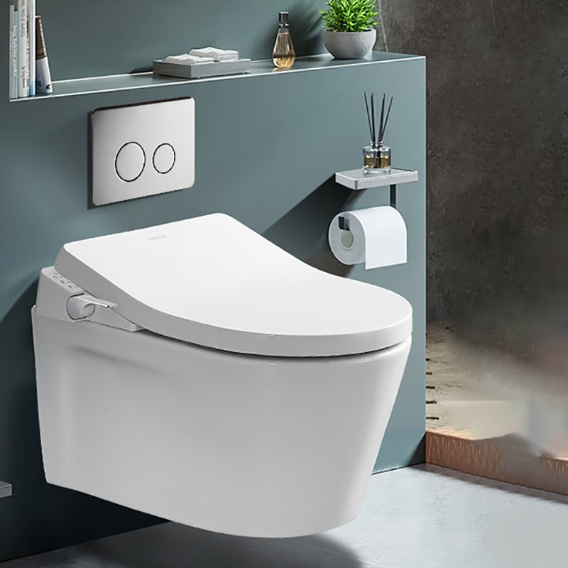 Cotton White Wall Hung Toilet Ceramic Elongated Smart Bidet with Heated Seat