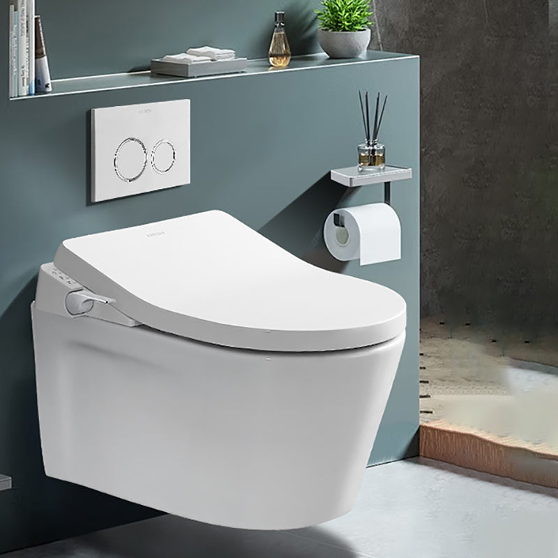 Cotton White Wall Hung Toilet Ceramic Elongated Smart Bidet with Heated Seat