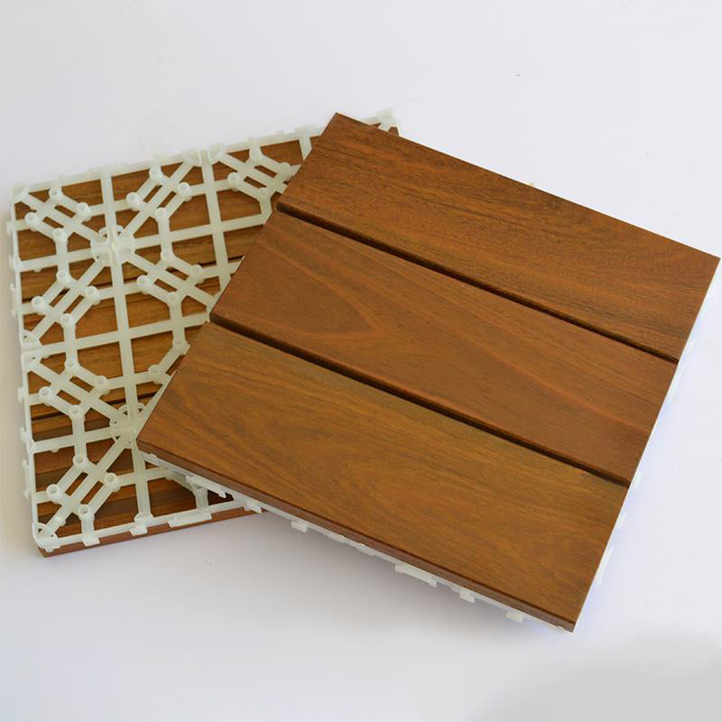 Modern Floor Bullnose Click-Locking Wood Tile Set for Patio Garden