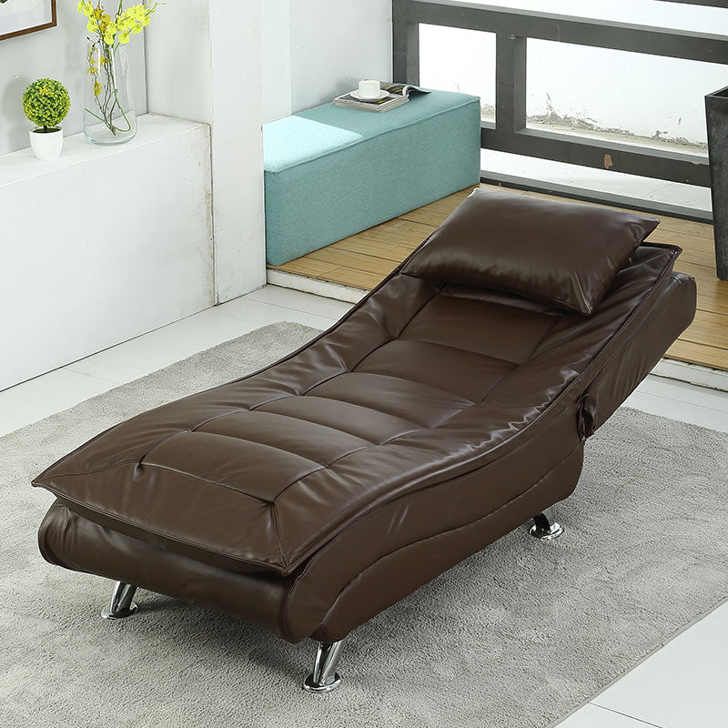 Contemporary Armless Accent Chair Faux Leather Reclining Chaise