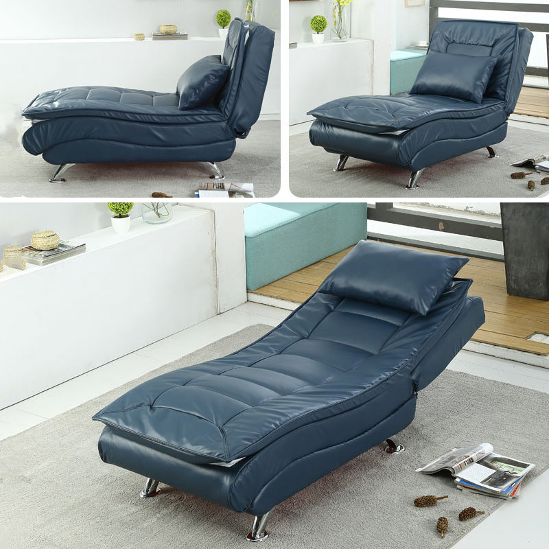 Contemporary Armless Accent Chair Faux Leather Reclining Chaise