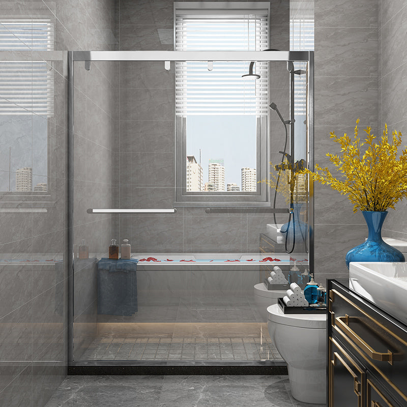 Double Sliding Shower Door Semi Frameless Tempered Glass Shower Screen