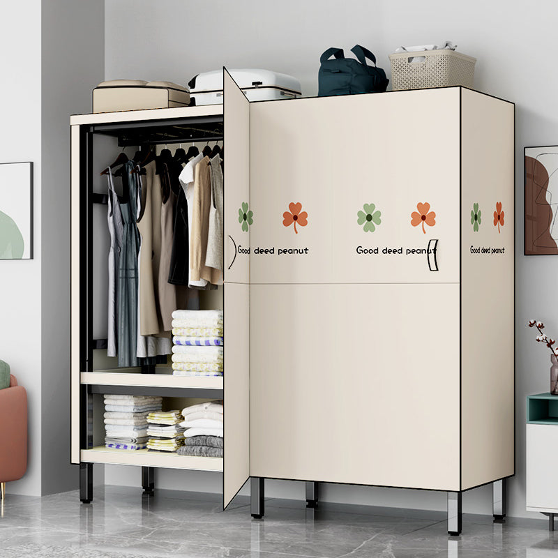 Modern Style Freestanding Wardrobe Armoire Metal Wardrobe with Clothes Rail