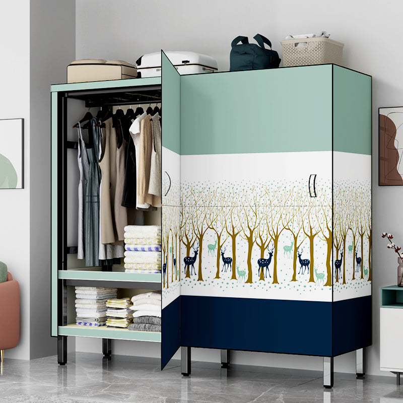 Modern Style Freestanding Wardrobe Armoire Metal Wardrobe with Clothes Rail