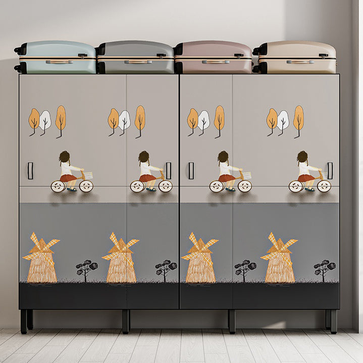 Modern Style Freestanding Wardrobe Armoire Metal Wardrobe with Clothes Rail