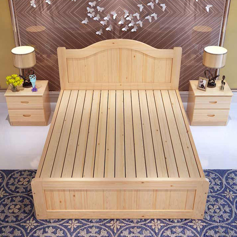 Contemporary Solid Color Standard Bed Wood Storage Camelback Bed Frame