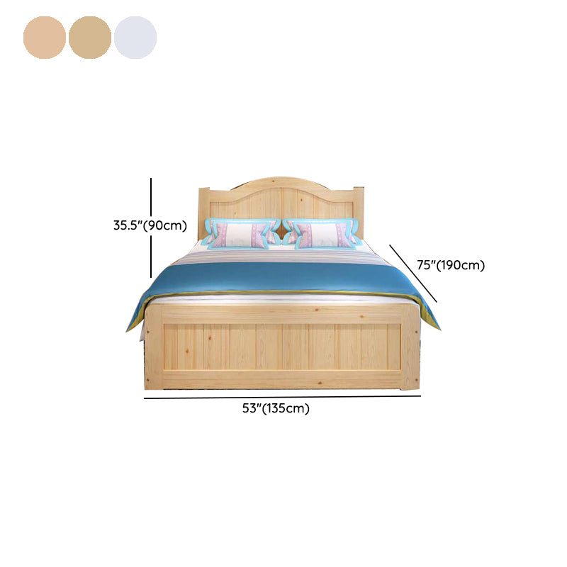 Contemporary Solid Color Standard Bed Wood Storage Camelback Bed Frame
