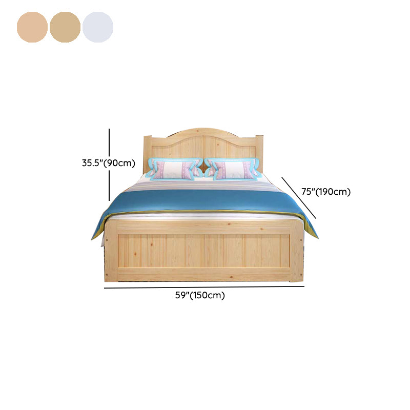 Contemporary Solid Color Standard Bed Wood Storage Camelback Bed Frame