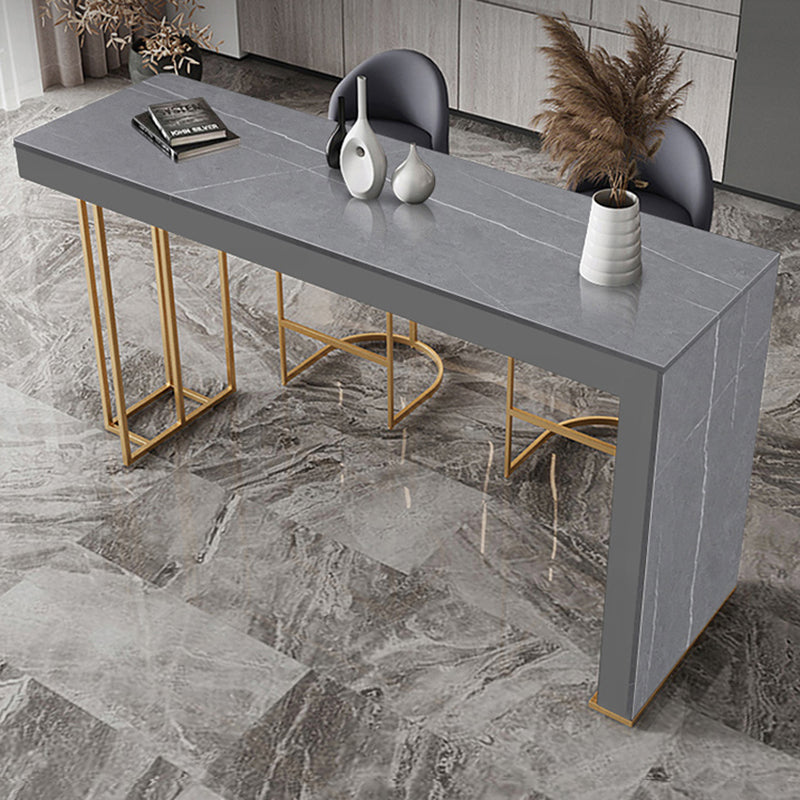 Glam Rectangle Stone Counter Table 1/3 Pieces Bar Table Set for Kitchen