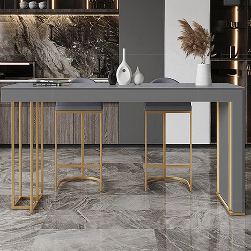 Glam Rectangle Stone Counter Table 1/3 Pieces Bar Table Set for Kitchen