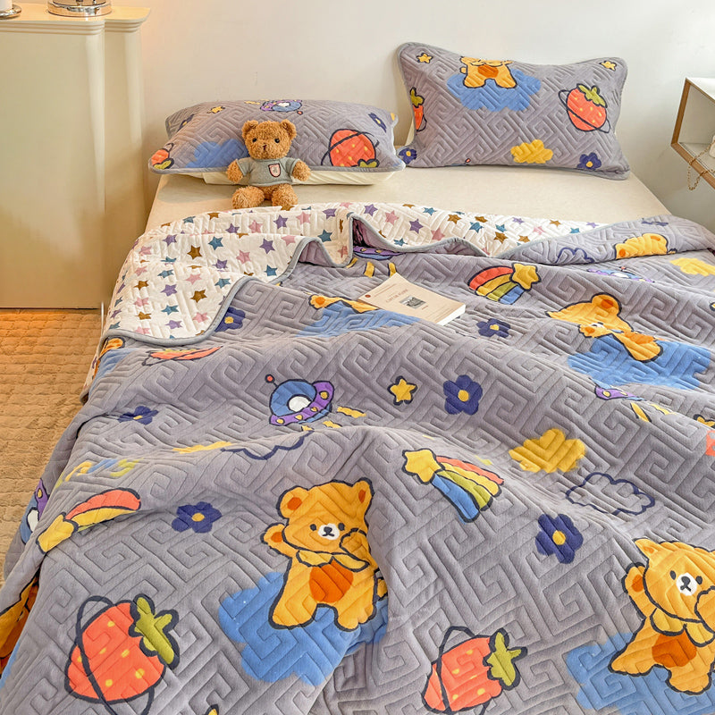 Breathable Knit Sheet Cartoon Pattern Non-Pilling Ultra-Soft Sheet