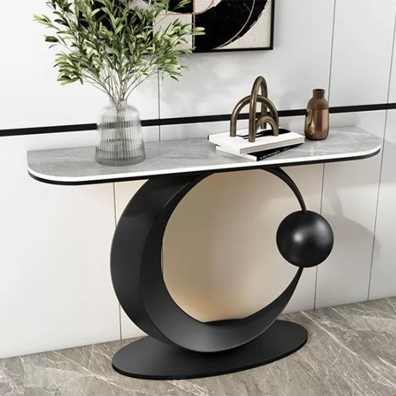 Contemporary Console Accent Table Antique Finish Console Sofa Table in Stone