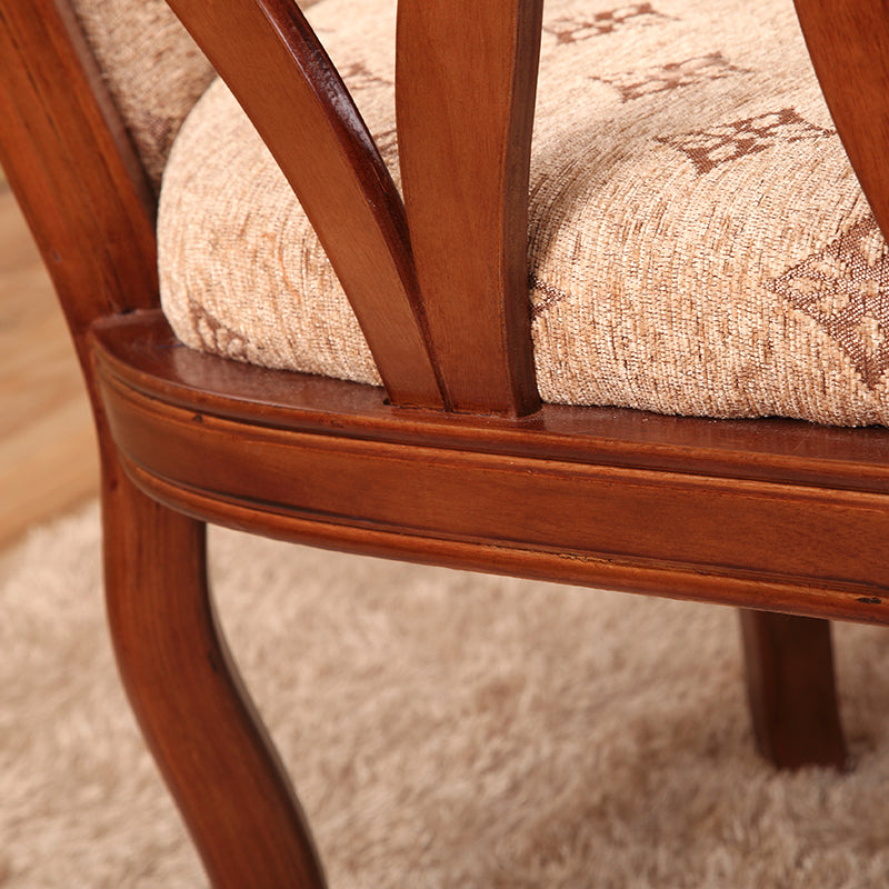 Traditional Style Dining Chair Upholstered Solid Wood Base Arm Chair for Home