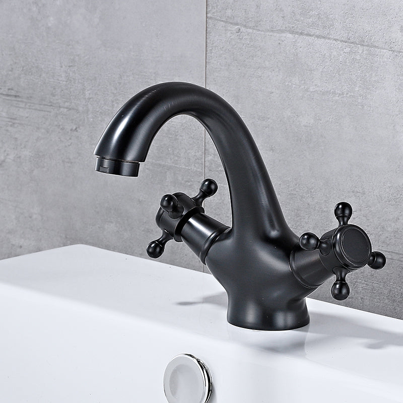 Bathroom Vessel Faucet Double Cross Handle Low Arc Industrial Sink Faucet