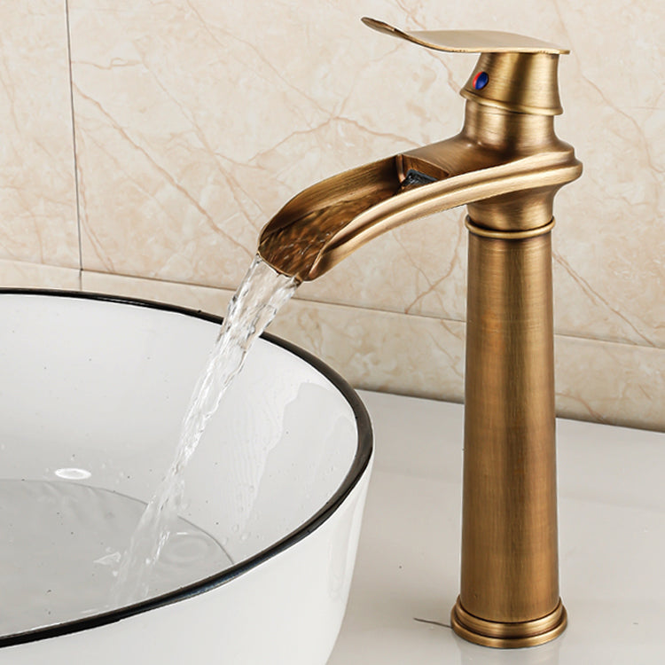 Vessel Faucet Waterfall Spout Traditional Circular Lever Handle Vanity Sink Faucet