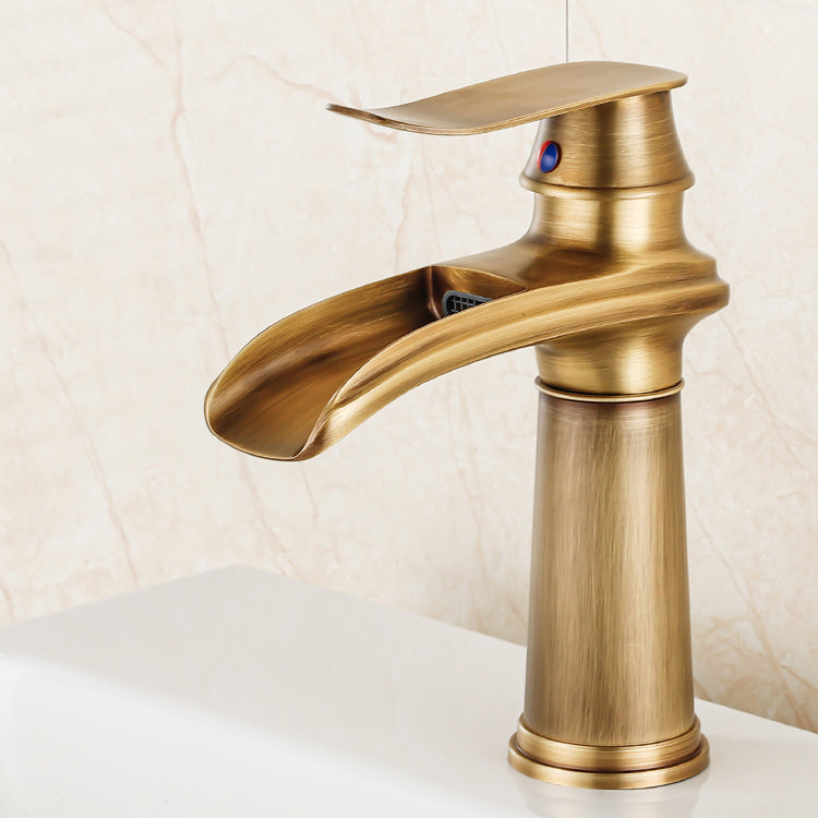Vessel Faucet Waterfall Spout Traditional Circular Lever Handle Vanity Sink Faucet