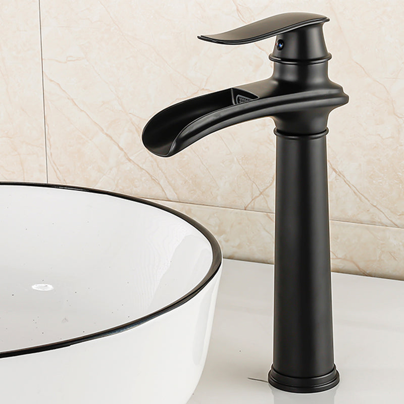 Vessel Faucet Waterfall Spout Traditional Circular Lever Handle Vanity Sink Faucet