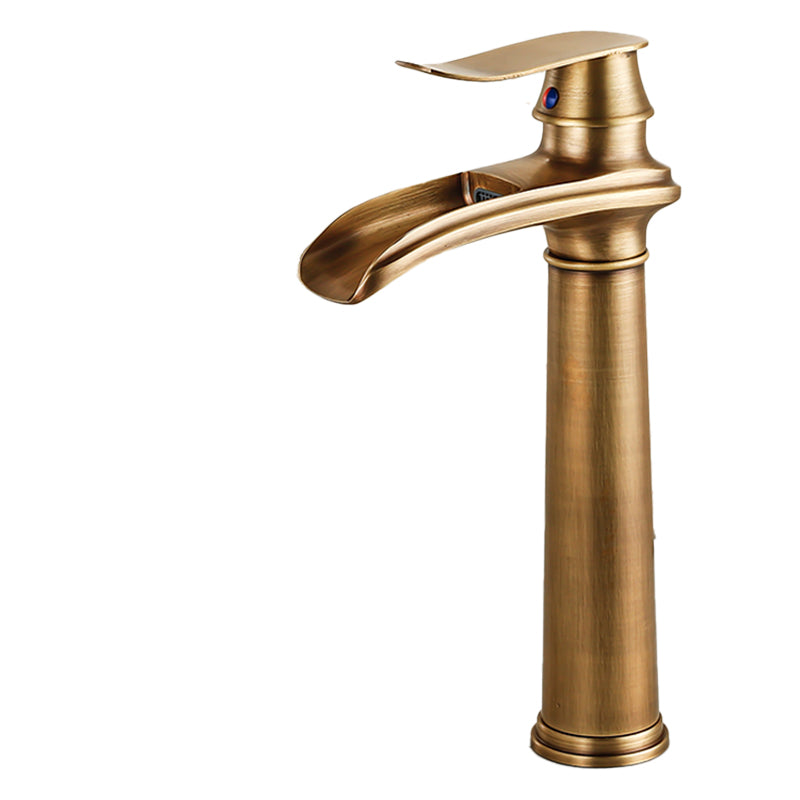 Vessel Faucet Waterfall Spout Traditional Circular Lever Handle Vanity Sink Faucet