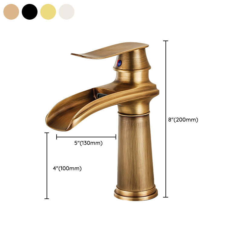 Vessel Faucet Waterfall Spout Traditional Circular Lever Handle Vanity Sink Faucet