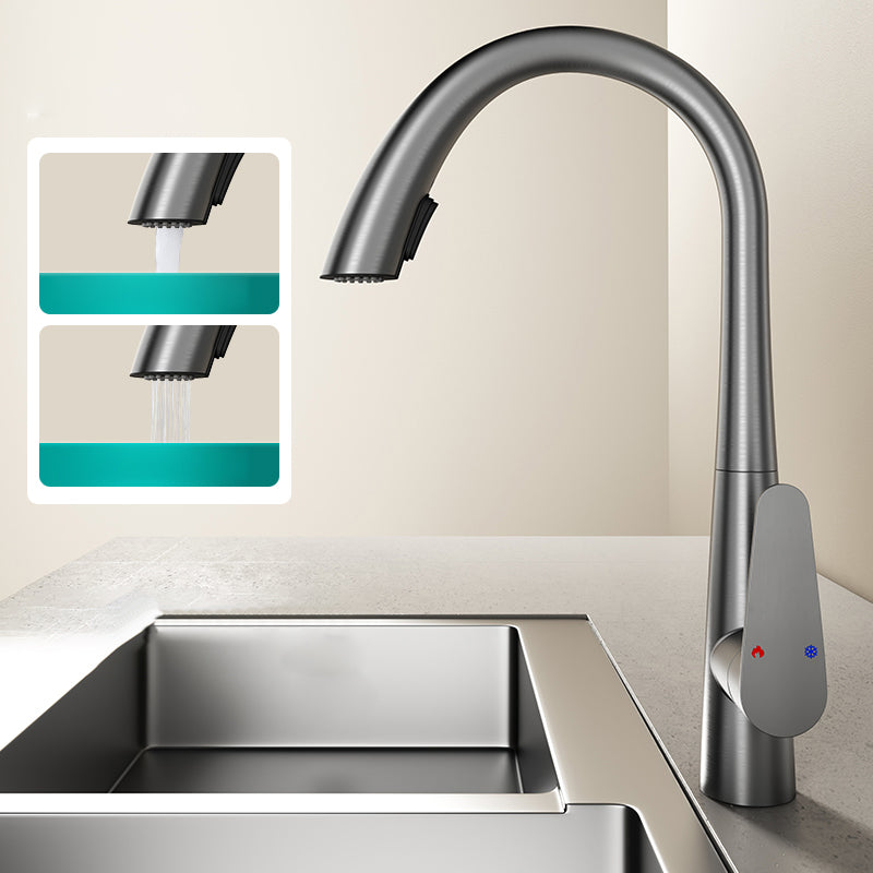 Modern Kitchen Faucet High Arc Swivel Spout with Pull Out Sprayer