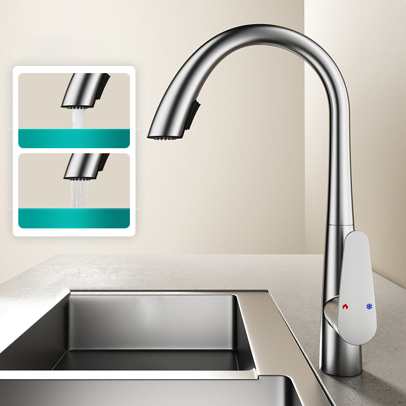 Modern Kitchen Faucet High Arc Swivel Spout with Pull Out Sprayer