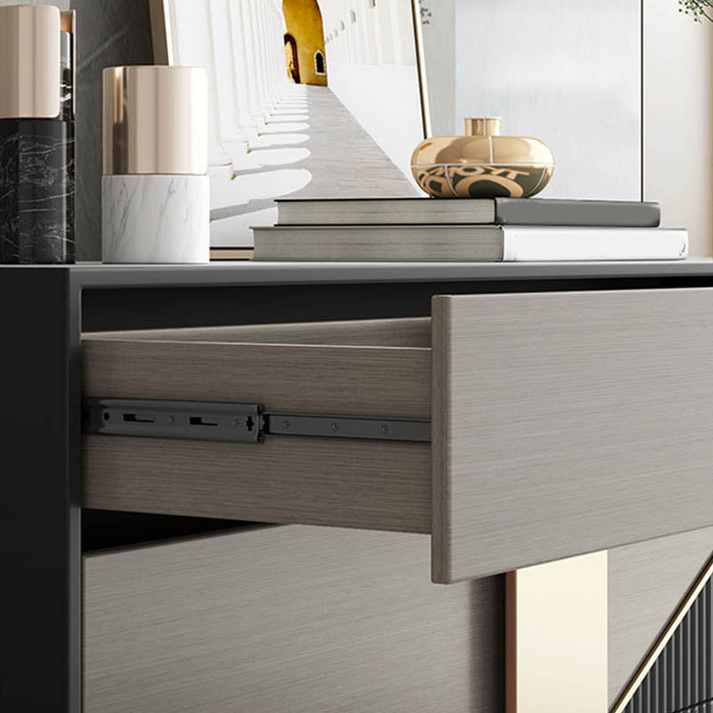 Glam Style Wooden Sideboard Cabinet 33.5" High Sideboard with Drawers and Storage