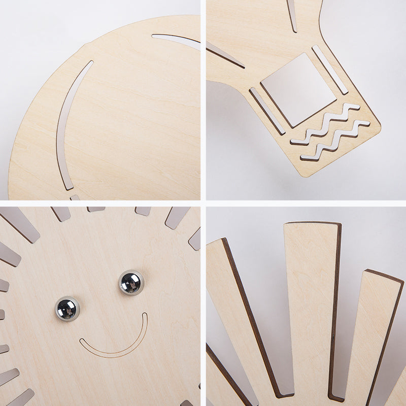 Mooi beige muurlicht cartoon patroon houten led muurlamp voor woonkamer kinderkamer