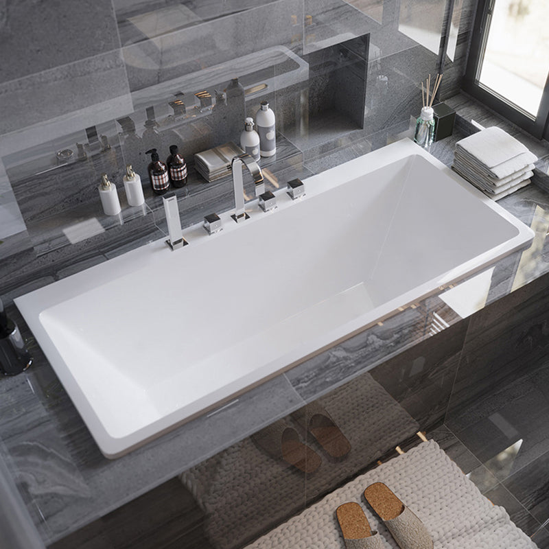 Freestanding Acrylic Bath Acrylic Soaking White Rectangular Modern Bathtub