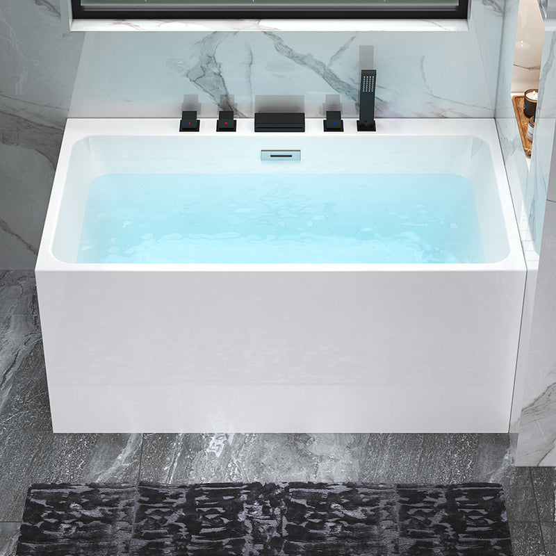 Back to Wall Soaking Bathtub Modern Rectangular Antique Finish Bathtub