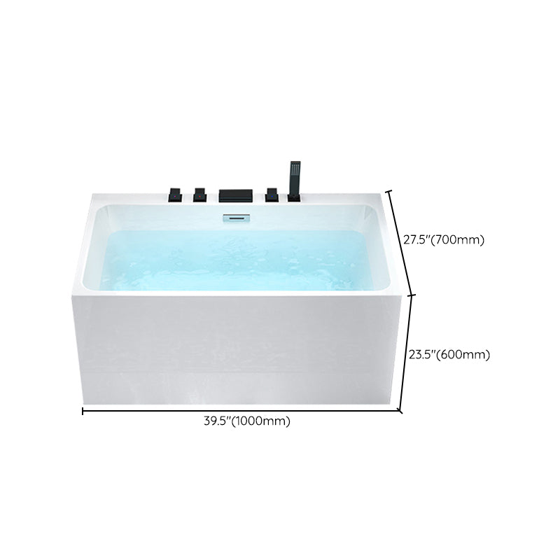 Back to Wall Soaking Bathtub Modern Rectangular Antique Finish Bathtub