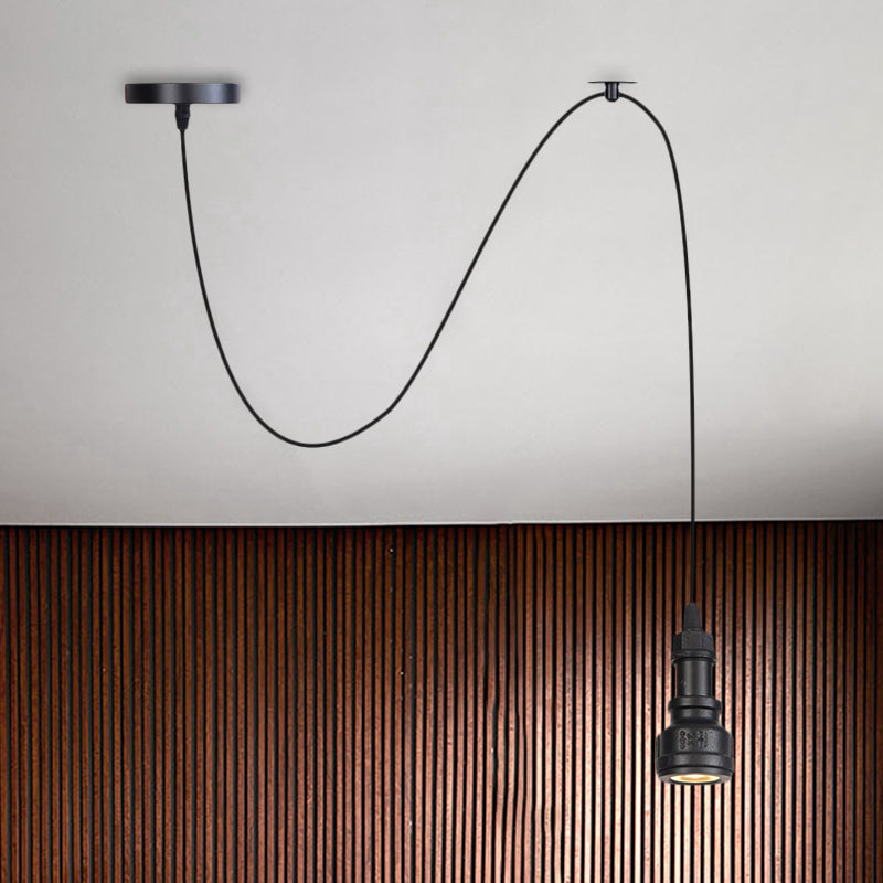 1 Kopfwasserrohr Anhänger Beleuchtung Antiquiertes schwarzes Finish Metallpendel für Foyer