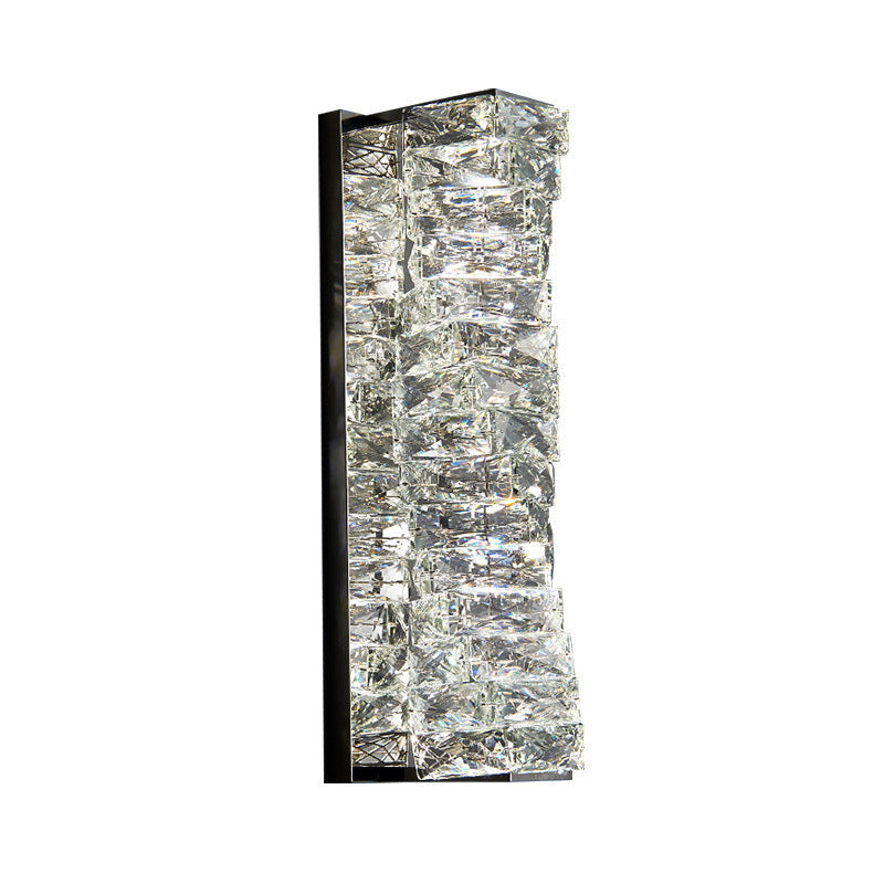 Crystal Wall Mounted Fixture LED Post Modern Wall Light in Chrome & Clear