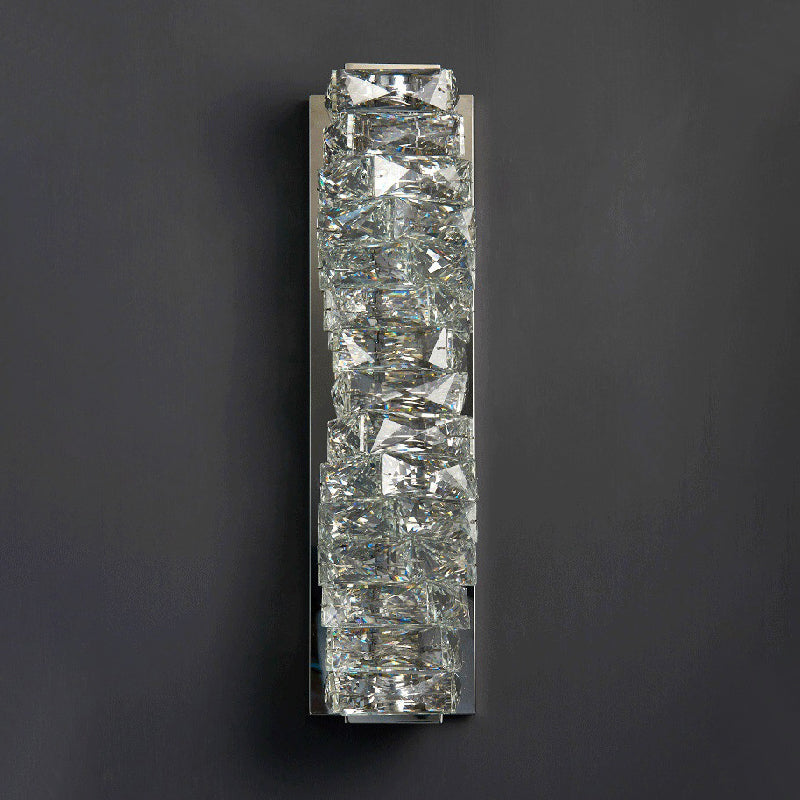 Crystal Wall Mounted Fixture LED Post Modern Wall Light in Chrome & Clear