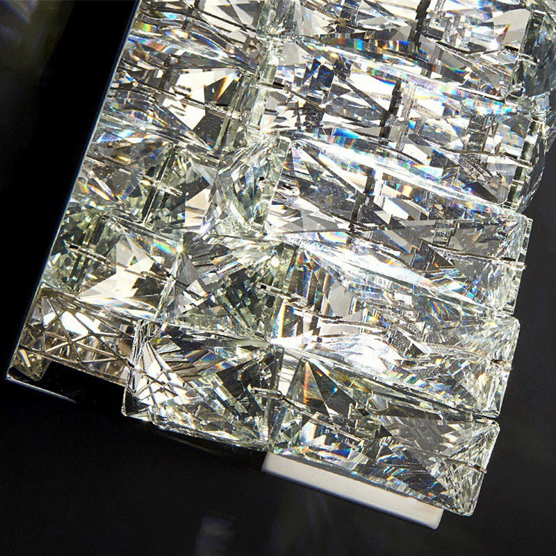 Crystal Wall Mounted Fixture LED Post Modern Wall Light in Chrome & Clear