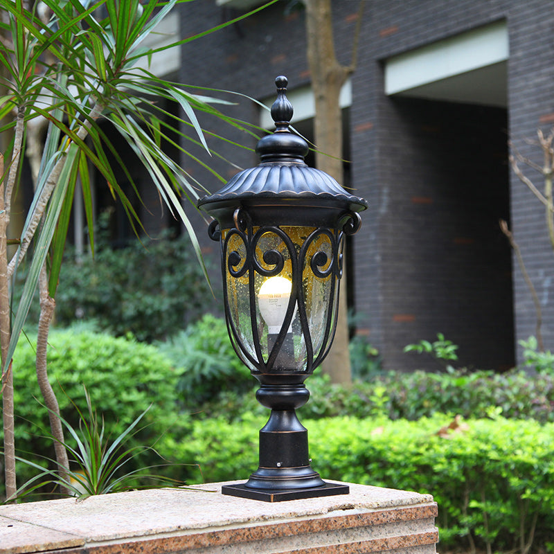 1-Light Black Pillar Lamp Waterproof Outdoor Light for Garden