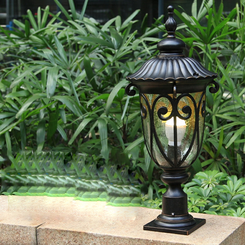1-Light Black Pillar Lamp Waterproof Outdoor Light for Garden