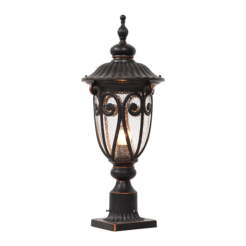 1-Light Black Pillar Lamp Waterproof Outdoor Light for Garden