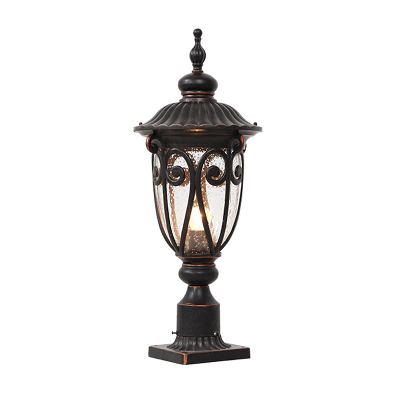 1-Light Black Pillar Lamp Waterproof Outdoor Light for Garden