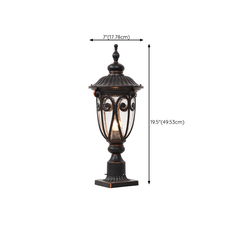 1-Light Black Pillar Lamp Waterproof Outdoor Light for Garden