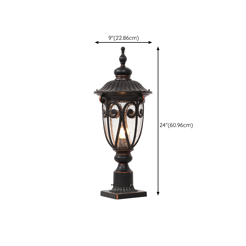 1-Light Black Pillar Lamp Waterproof Outdoor Light for Garden
